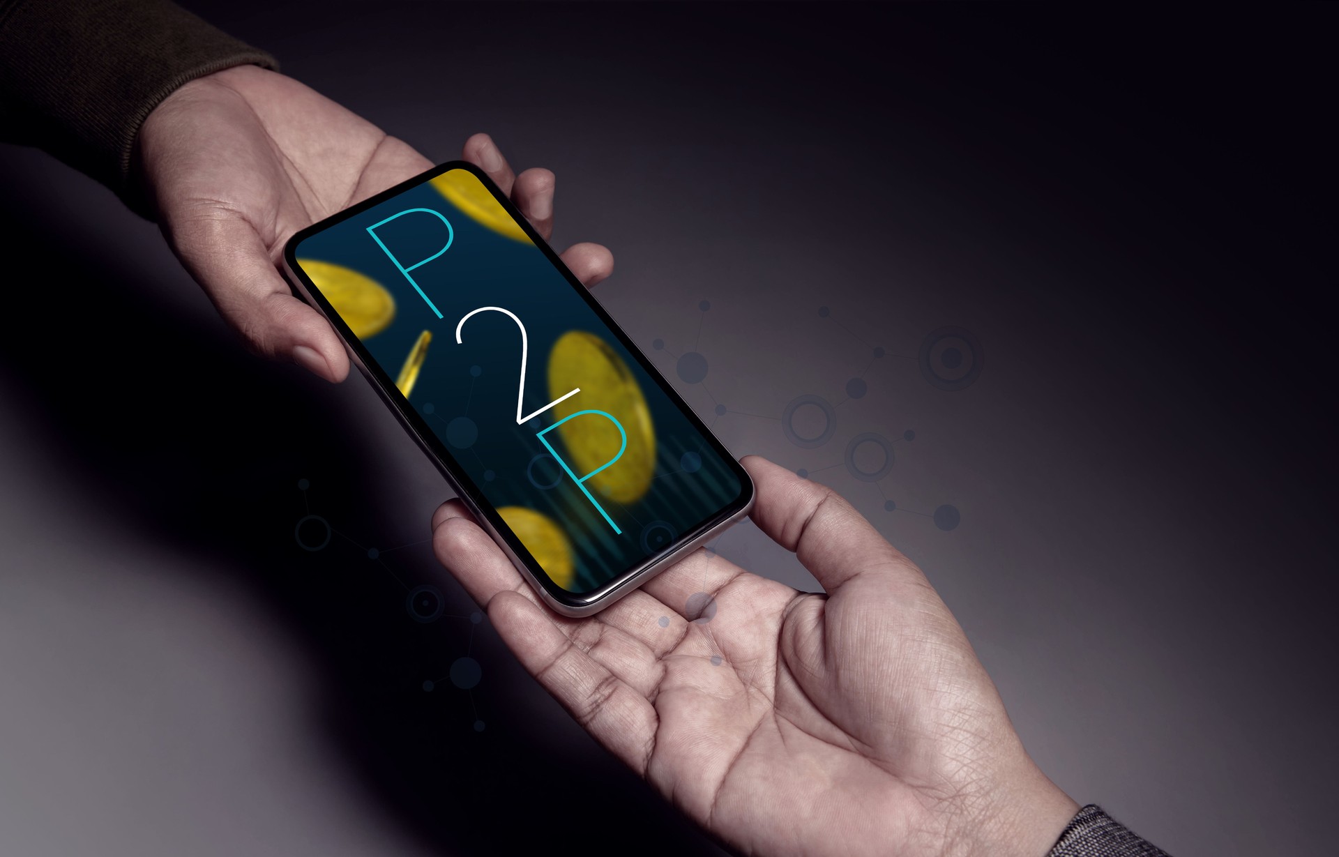 P2P and Fintech Technology. Innovation of Financial Investment. Concept for Peer to Peer Online Digital Exchange