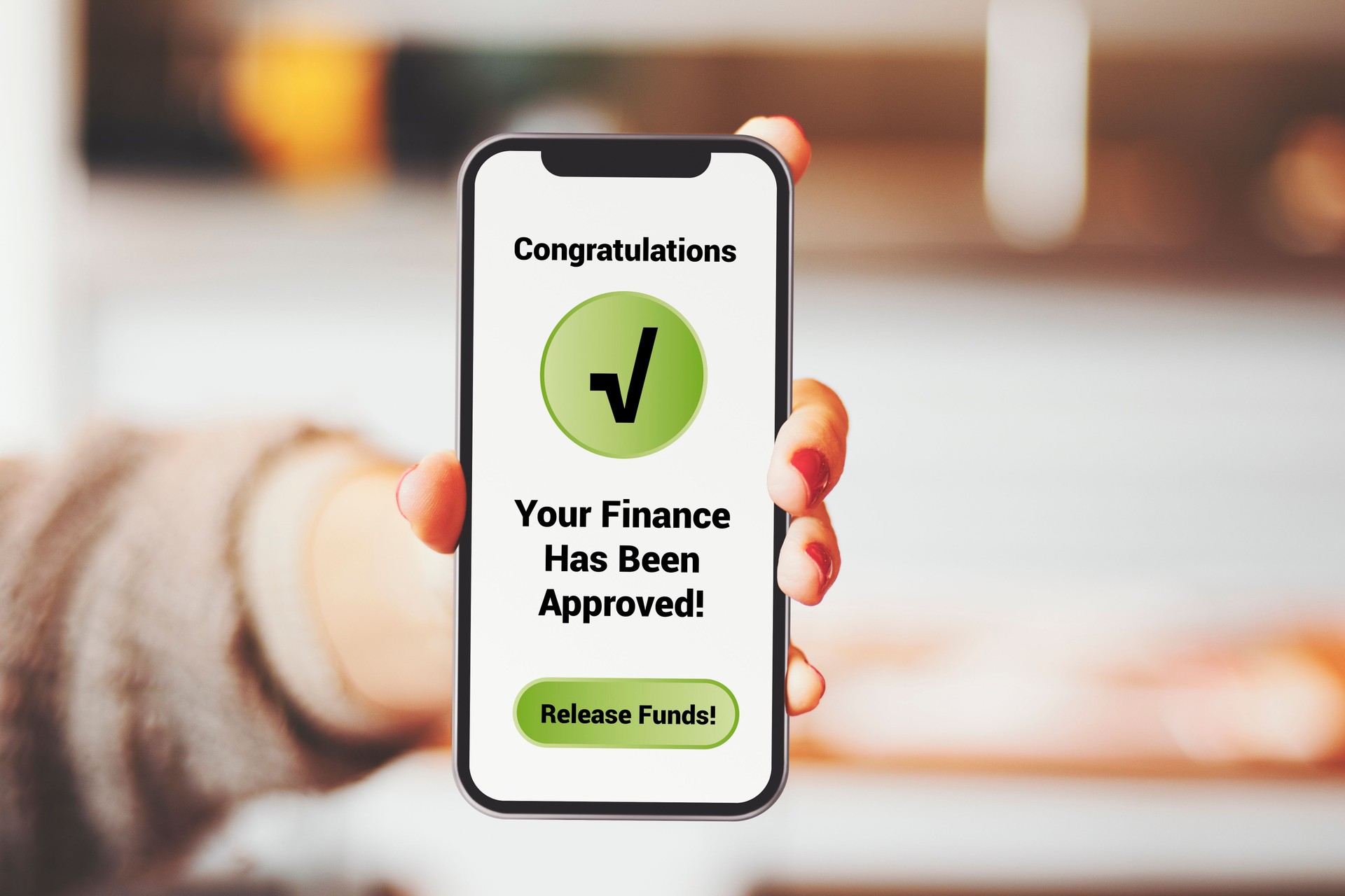 Credit Score And Finance Concept. Message on the mobile phone screen.